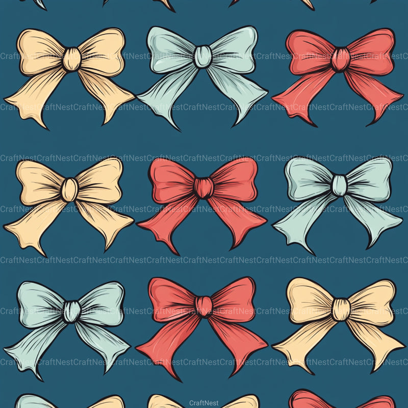 Coquette Bow Pattern Seamless Digital Paper - CraftNest - Digital Crafting and Art