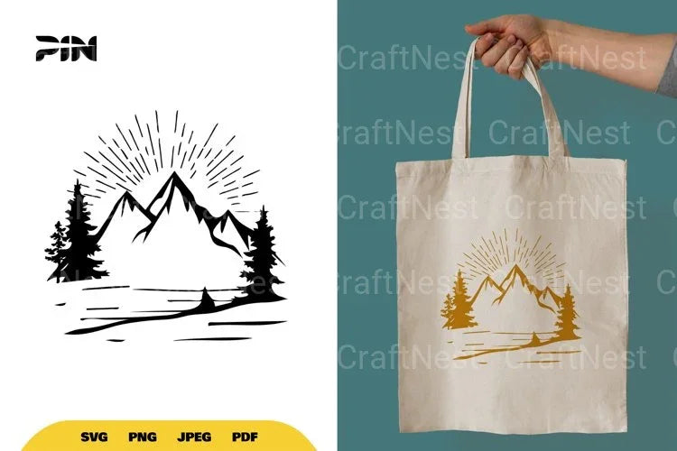 Landscape Mountain Silhouette Clipart Bundle - CraftNest - Digital Crafting and Art