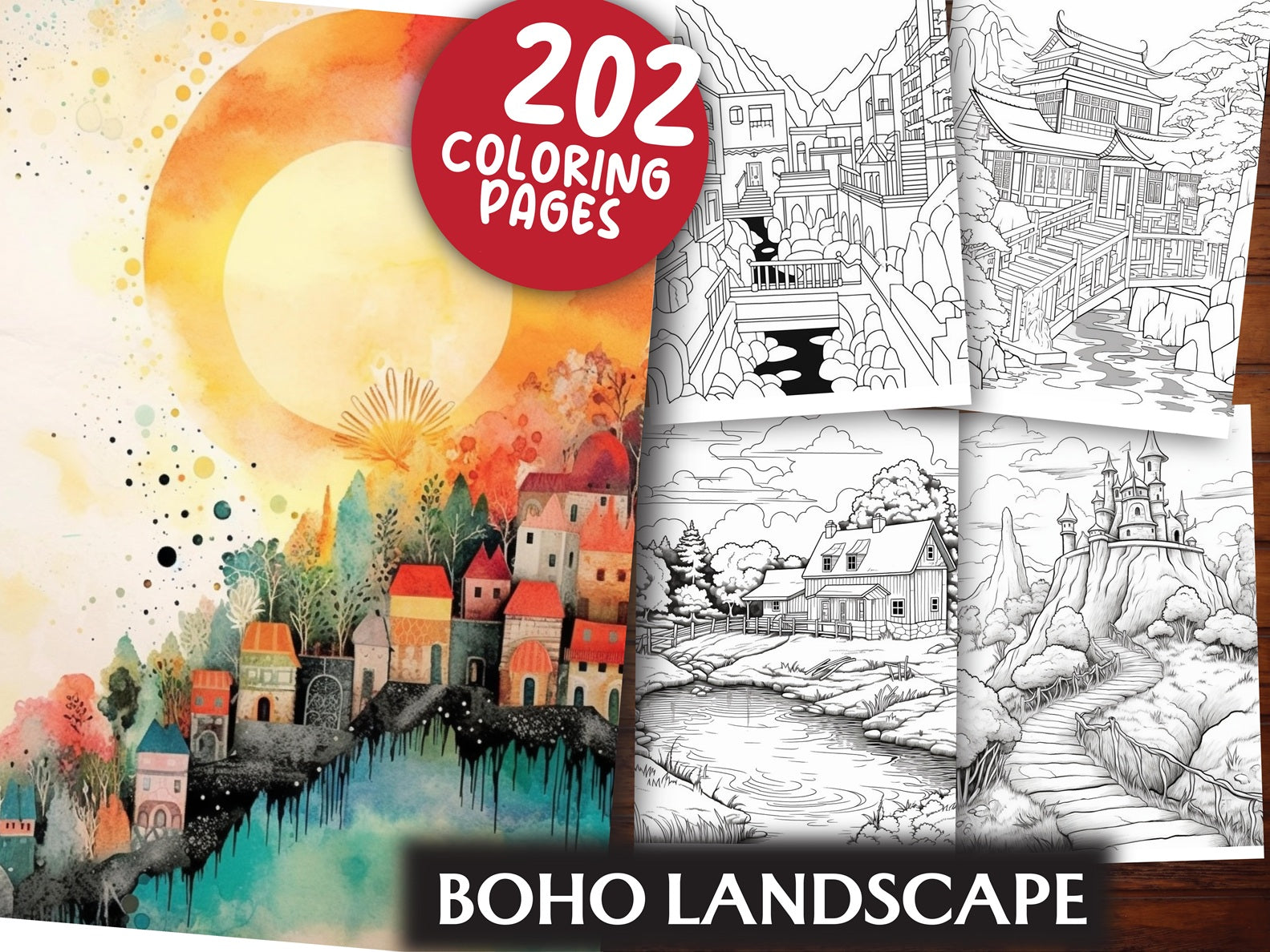 Boho Landscape Coloring Book - CraftNest - Digital Crafting and Art