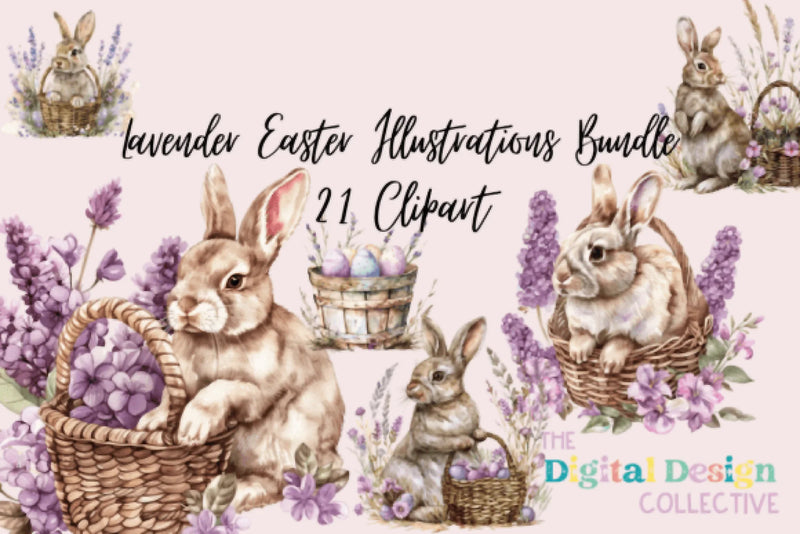 Ultimate Lavender Easter Illustrations Bundle - CraftNest - Digital Crafting and Art