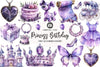 Lavender Princess Birthday Clipart Bundle