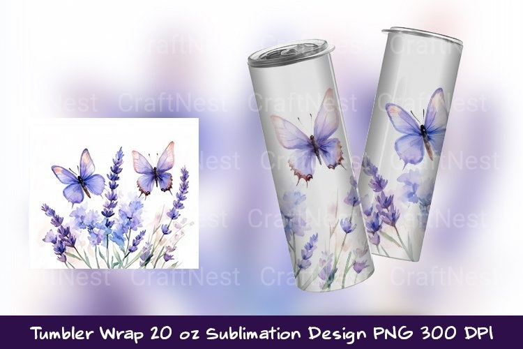 Lavender Butterfly Tumbler Wrap Clipart Bundle - CraftNest - Digital Crafting and Art