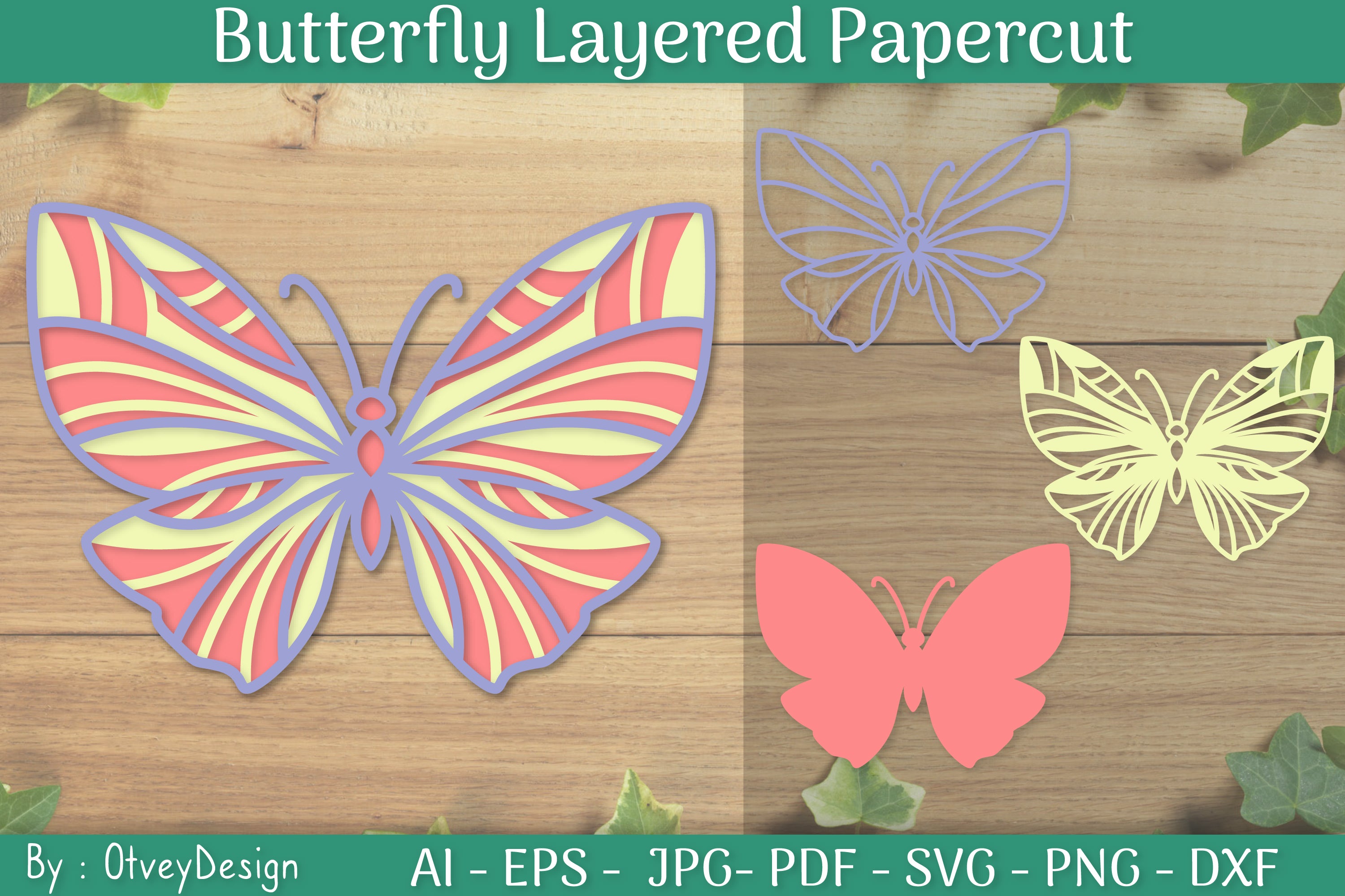 Layered Papercut Butterflies SVG Bundle
