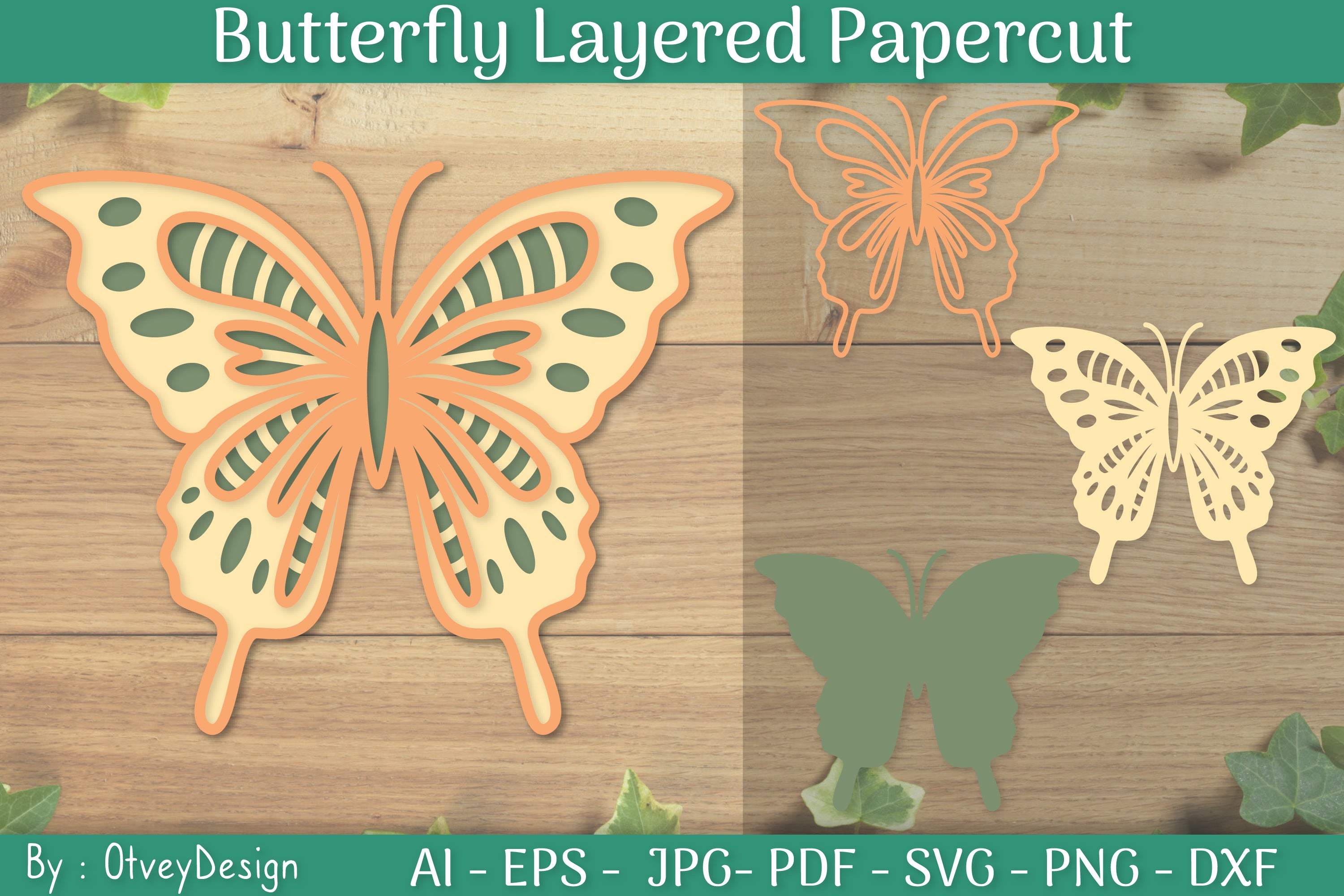 Layered Papercut Butterflies SVG Bundle