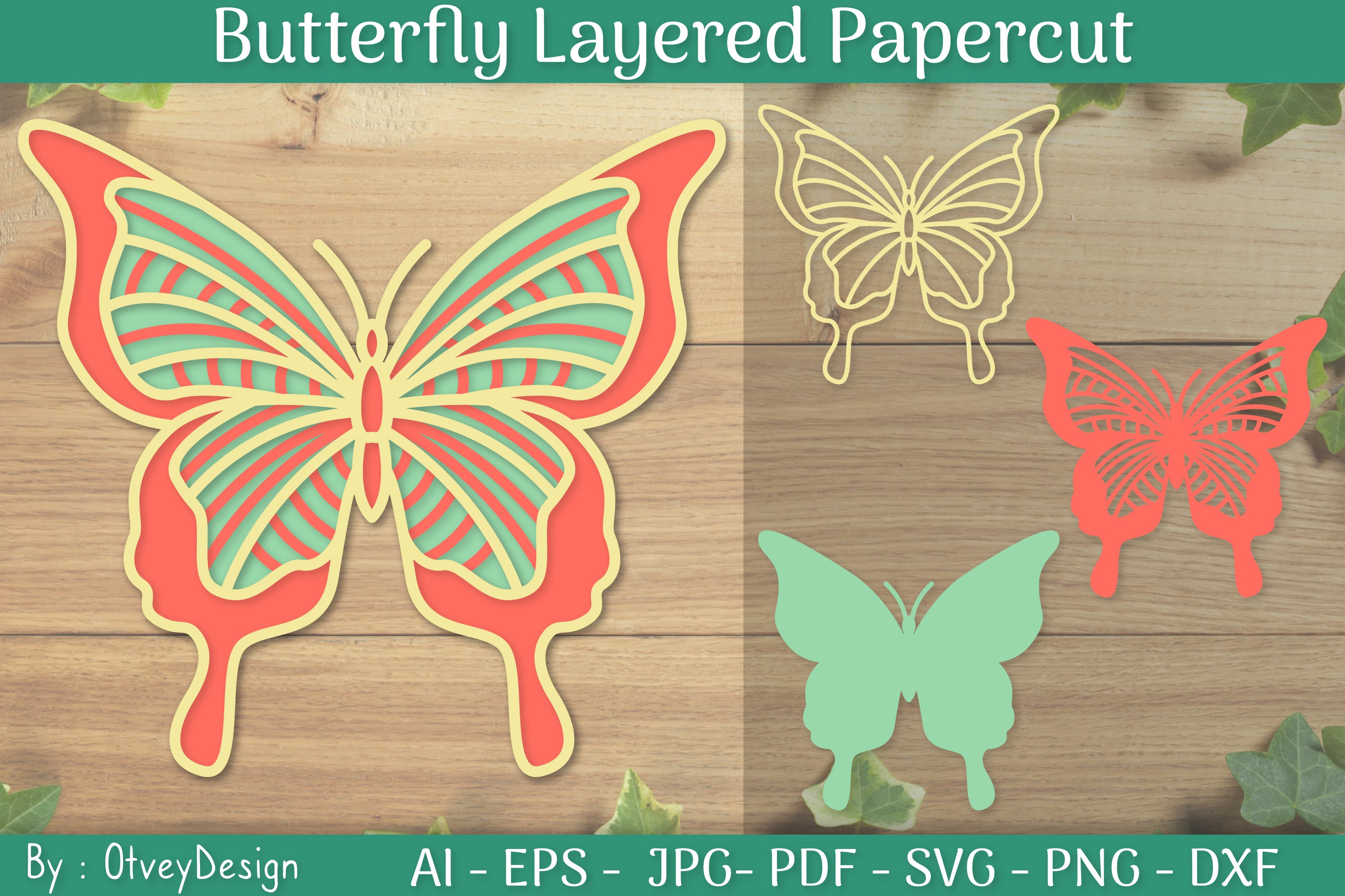 Layered Papercut Butterflies SVG Bundle