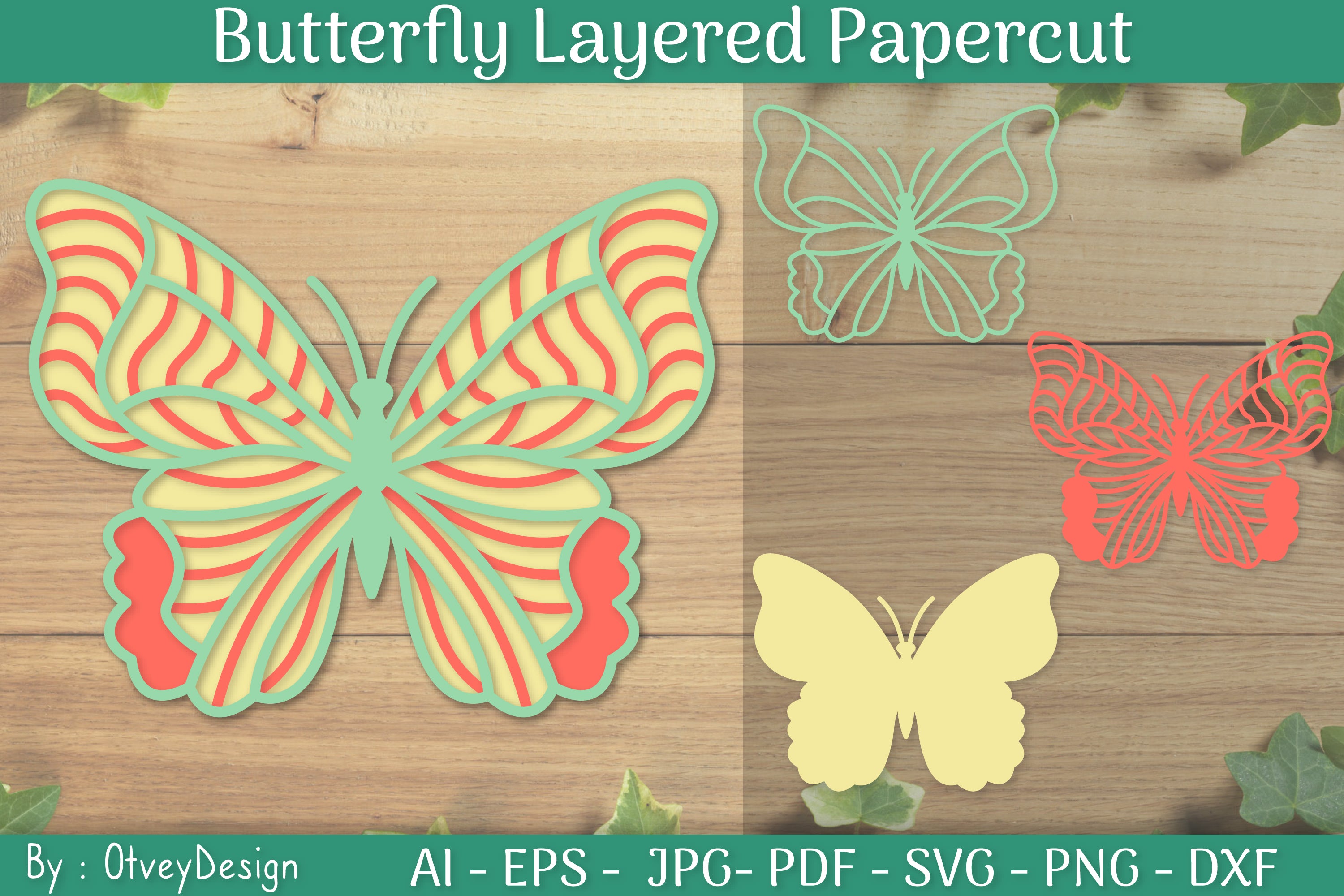 Layered Papercut Butterflies SVG Bundle