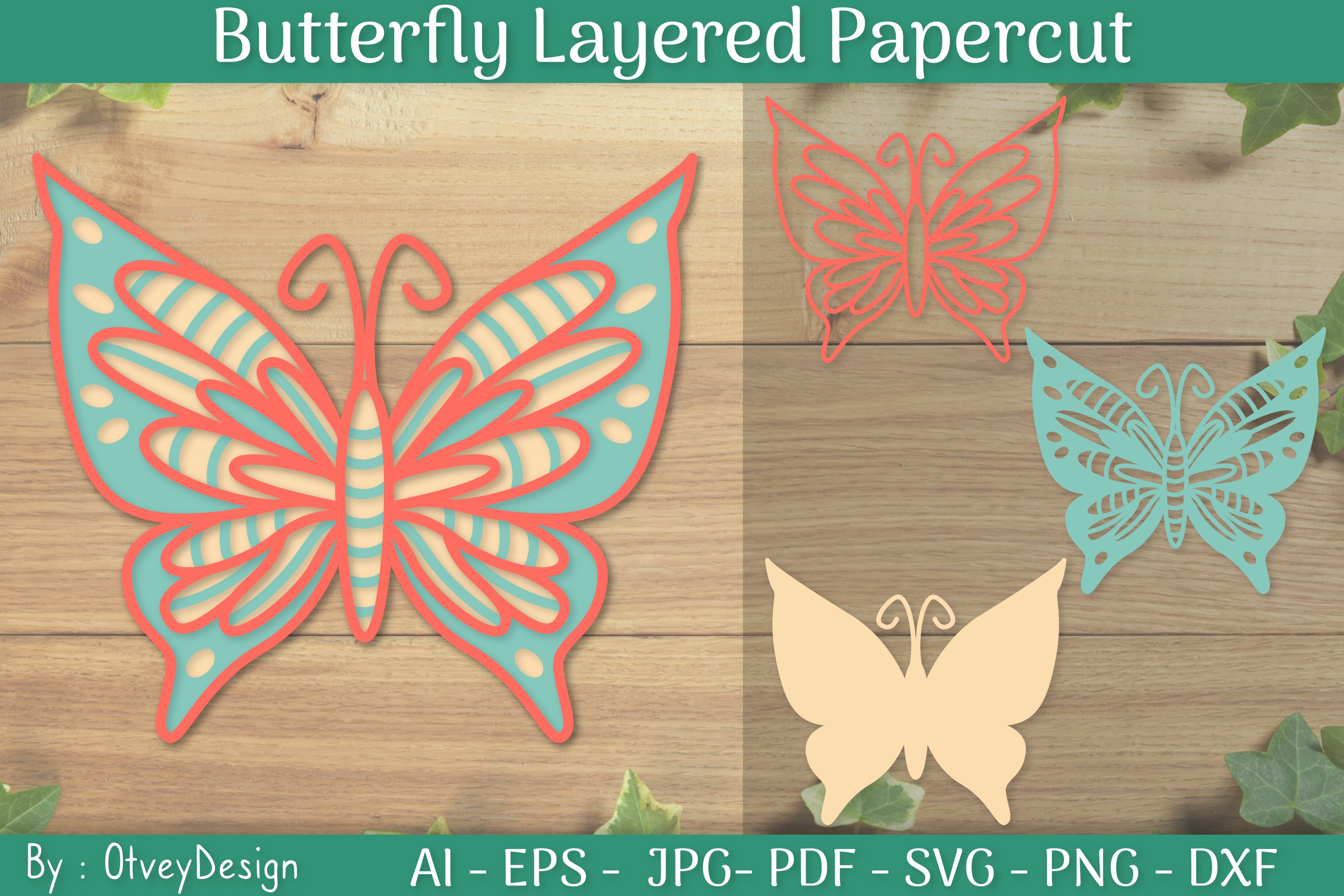 Layered Papercut Butterflies SVG Bundle