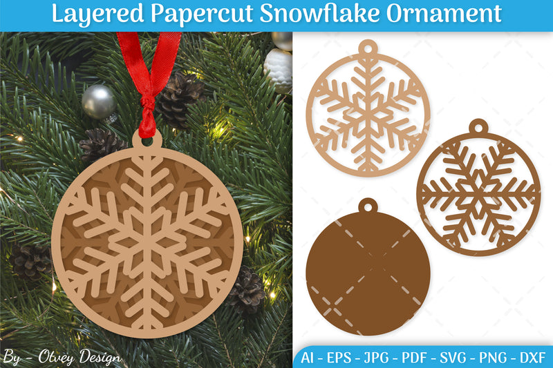 Layered Papercut Christmas Snowflake Ornament SVG Bundle 10 - CraftNest - Digital Crafting and Art