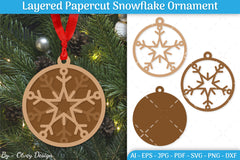 Layered Papercut Christmas Snowflake Ornament SVG Bundle 15 - CraftNest - Digital Crafting and Art