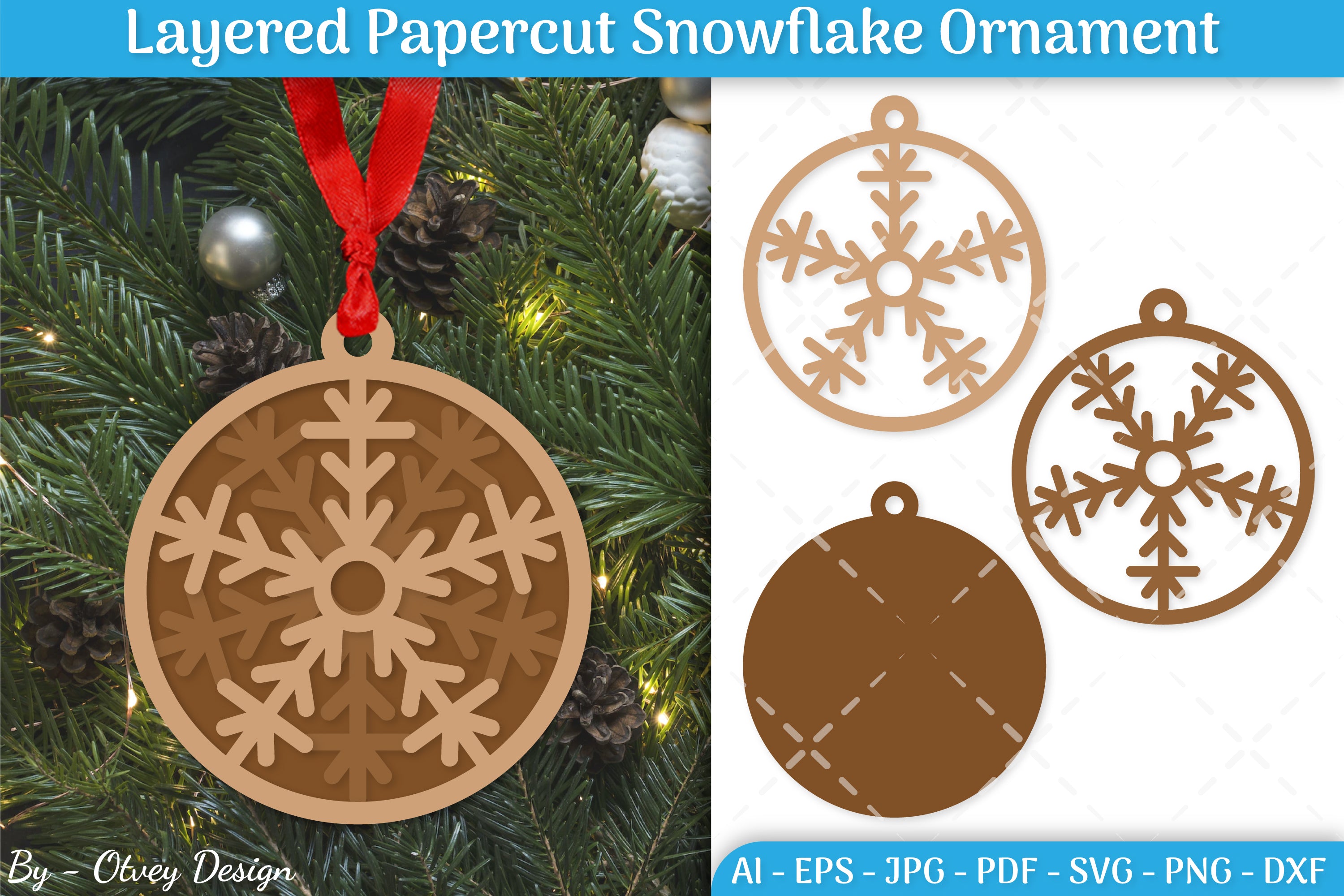 Layered Papercut Christmas Snowflake Ornament SVG Bundle 16 - CraftNest - Digital Crafting and Art