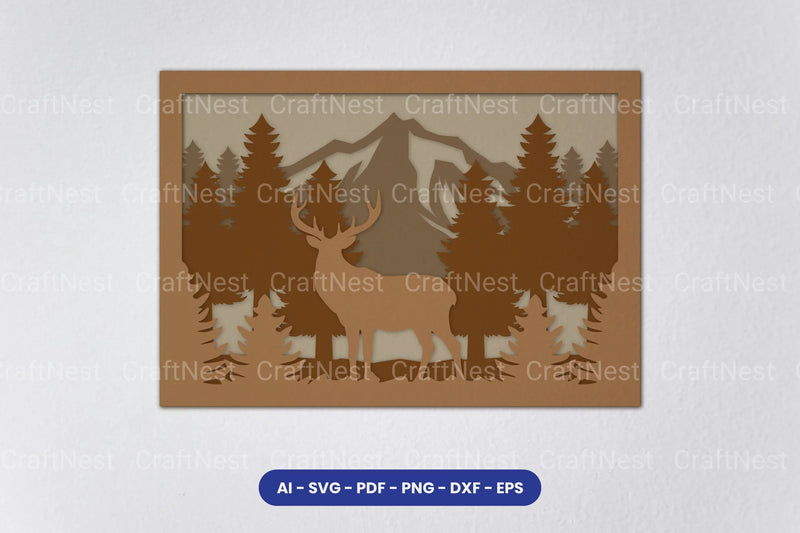 Layered Deer Forest Laser Cut SVG Bundle - CraftNest - Digital Crafting and Art