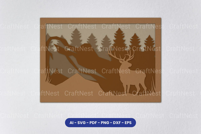 Layered Deer Forest Laser Cut SVG Bundle - CraftNest - Digital Crafting and Art