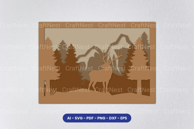 Layered Deer Forest Laser Cut SVG Bundle - CraftNest - Digital Crafting and Art