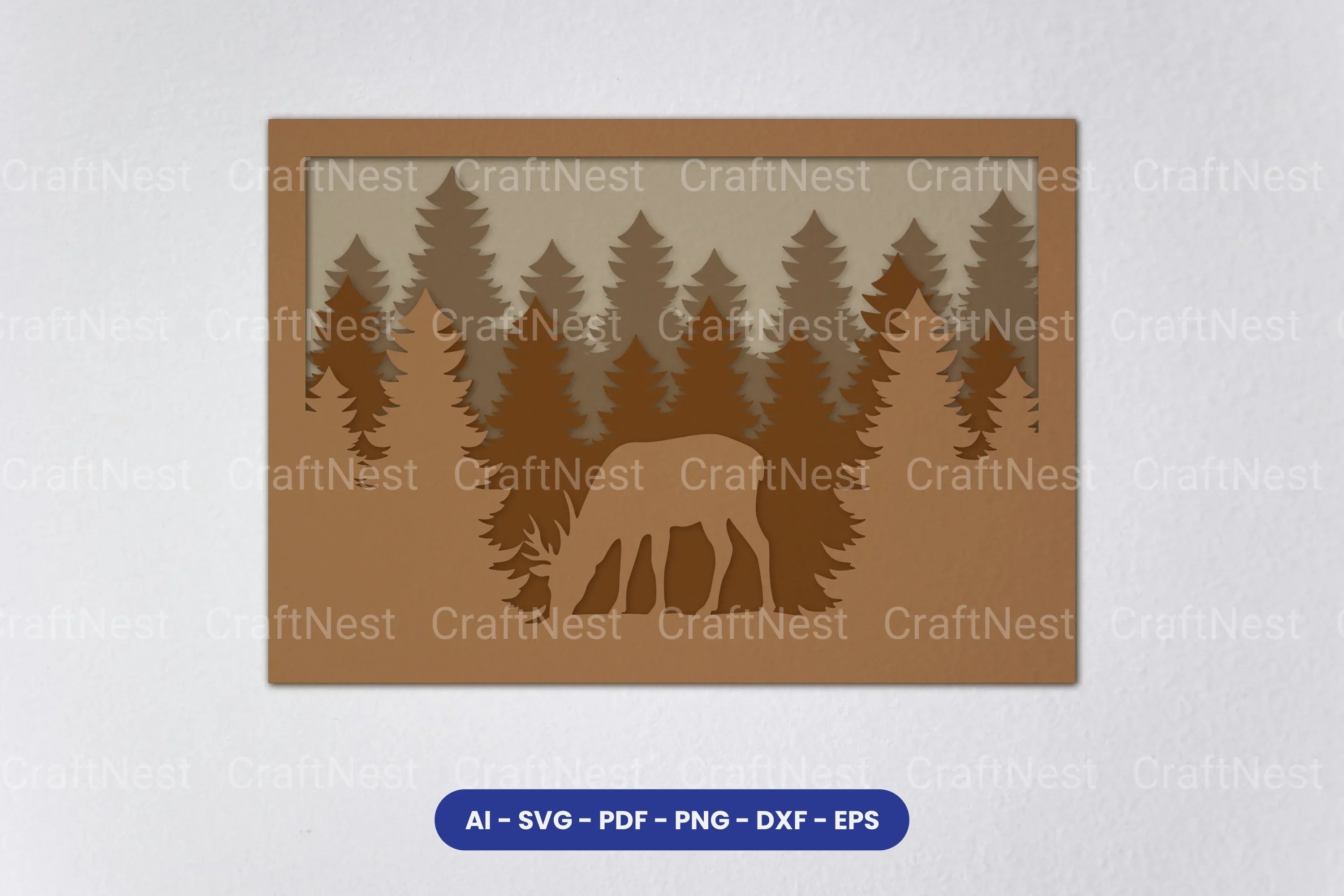 Layered Deer Forest Laser Cut SVG Bundle - CraftNest - Digital Crafting and Art