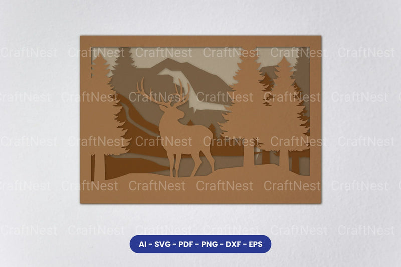 Layered Deer Forest Laser Cut SVG Bundle - CraftNest - Digital Crafting and Art
