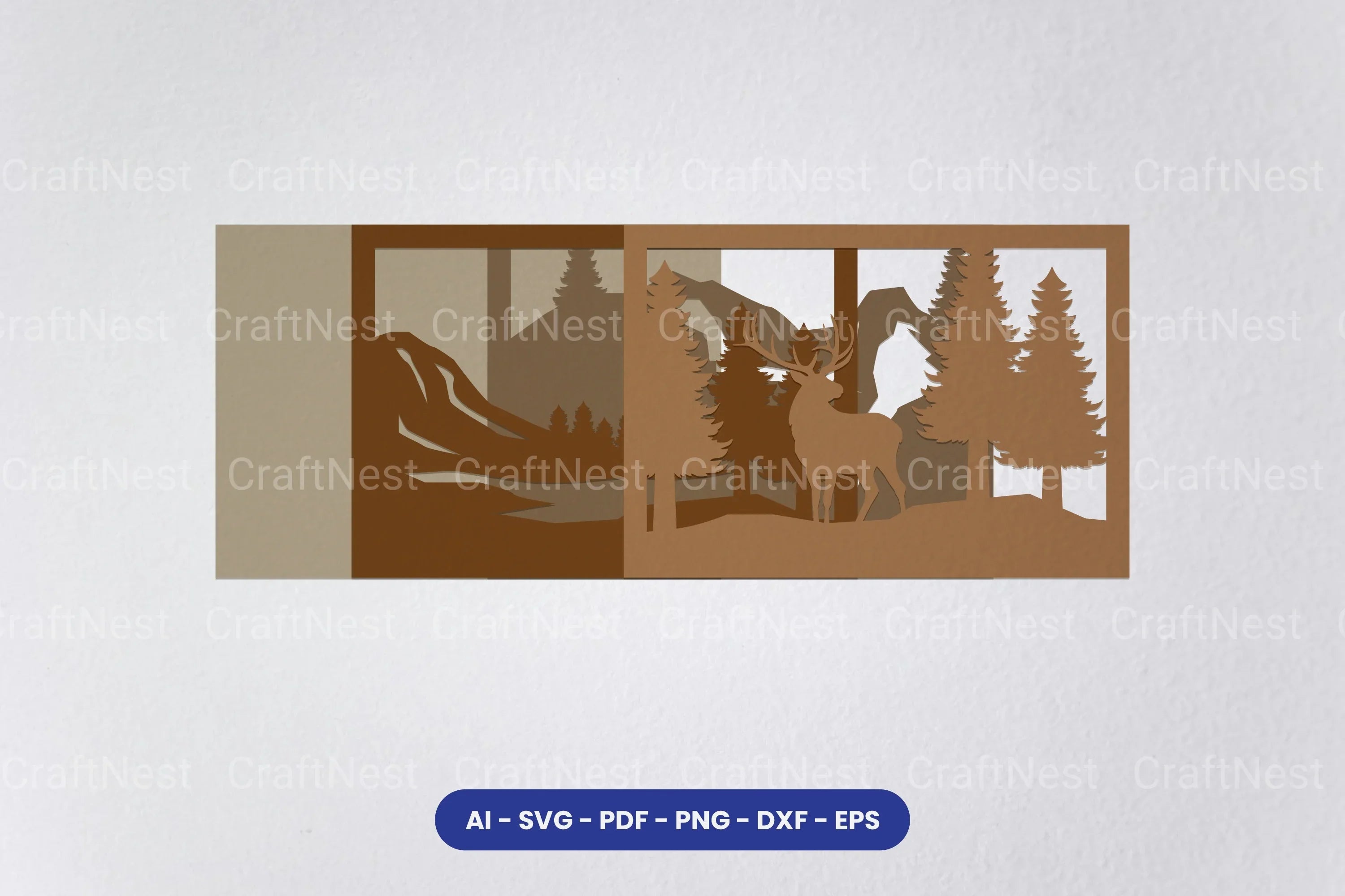 Layered Deer Forest Laser Cut SVG Bundle - CraftNest - Digital Crafting and Art