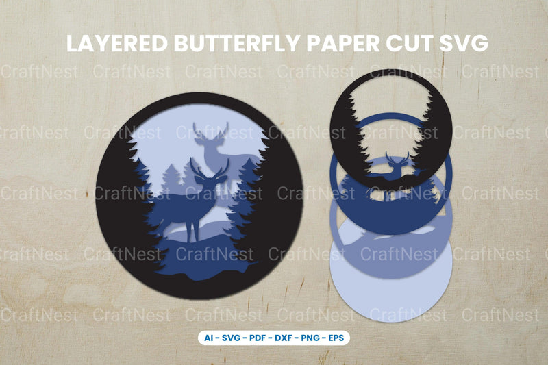 Layered Deer Paper Cut SVG Bundle - CraftNest - Digital Crafting and Art