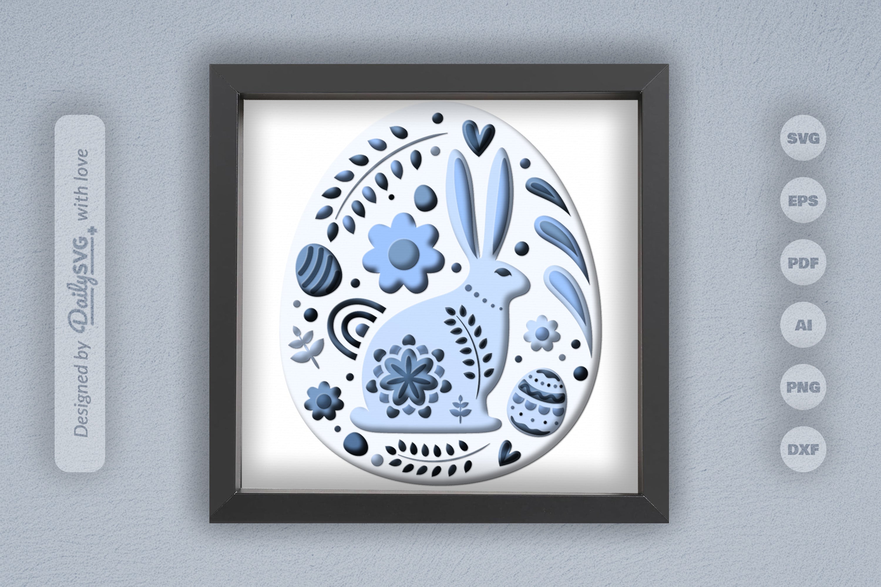 Easter Bunny Shadow Box Template SVG Bundle