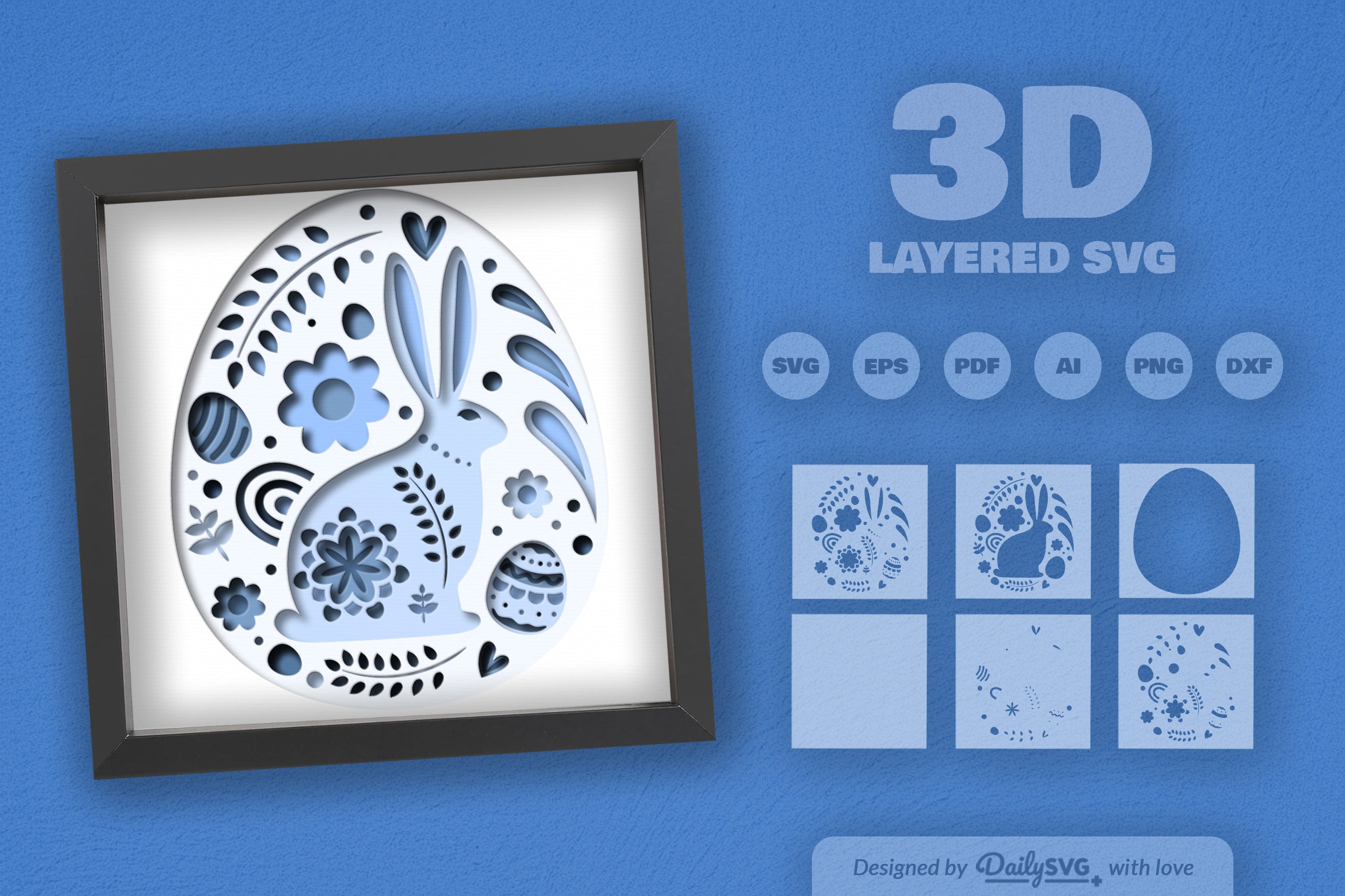 Easter Bunny Shadow Box Template SVG Bundle