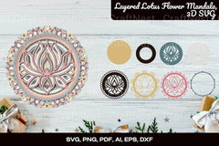 Layered Lotus Flower Mandala 3D SVG Bundle - CraftNest - Digital Crafting and Art