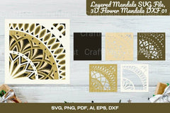 Layered 3D Flower Mandala Clipart Bundle - CraftNest - Digital Crafting and Art