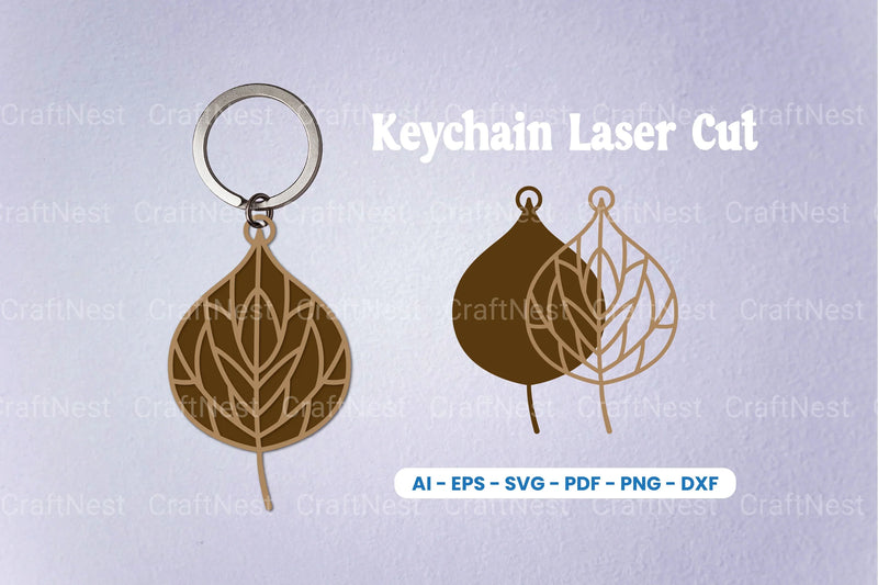 Leaf Keychain Laser Cut SVG Bundle Clipart - CraftNest - Digital Crafting and Art