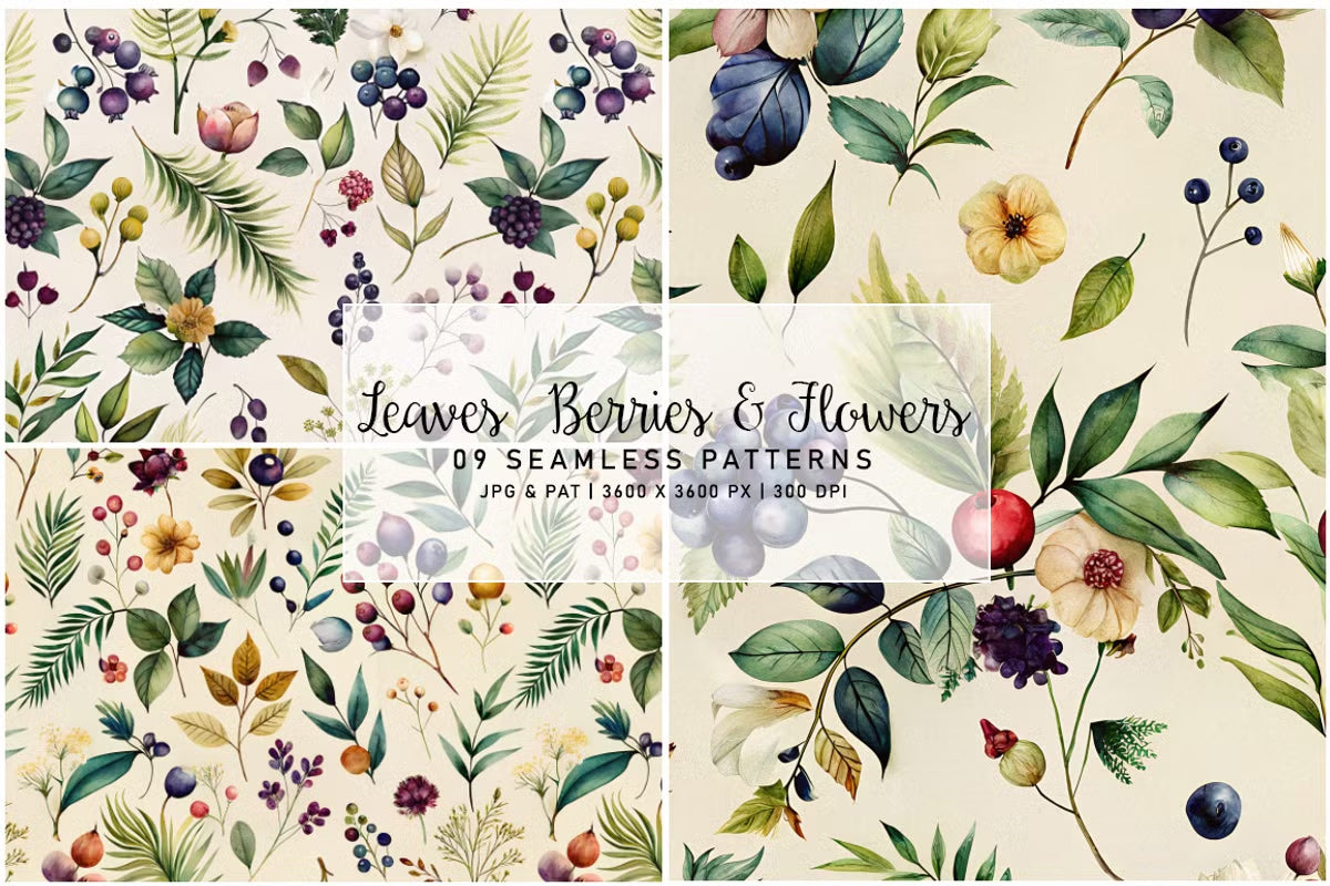 Leaves, Berries and Flowers - Tropical