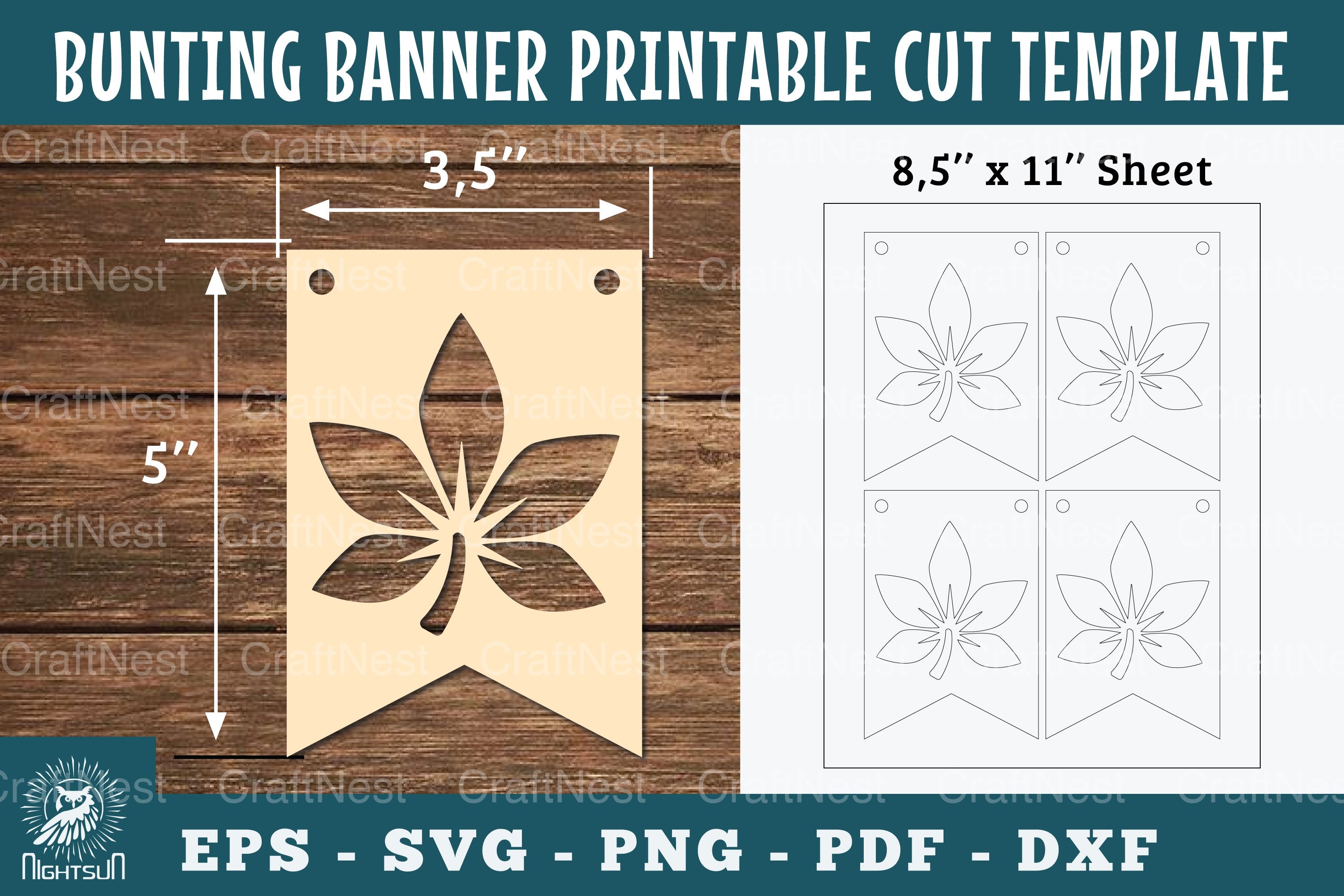 Leaves Bunting Banner Printable Clipart Bundle - CraftNest - Digital Crafting and Art