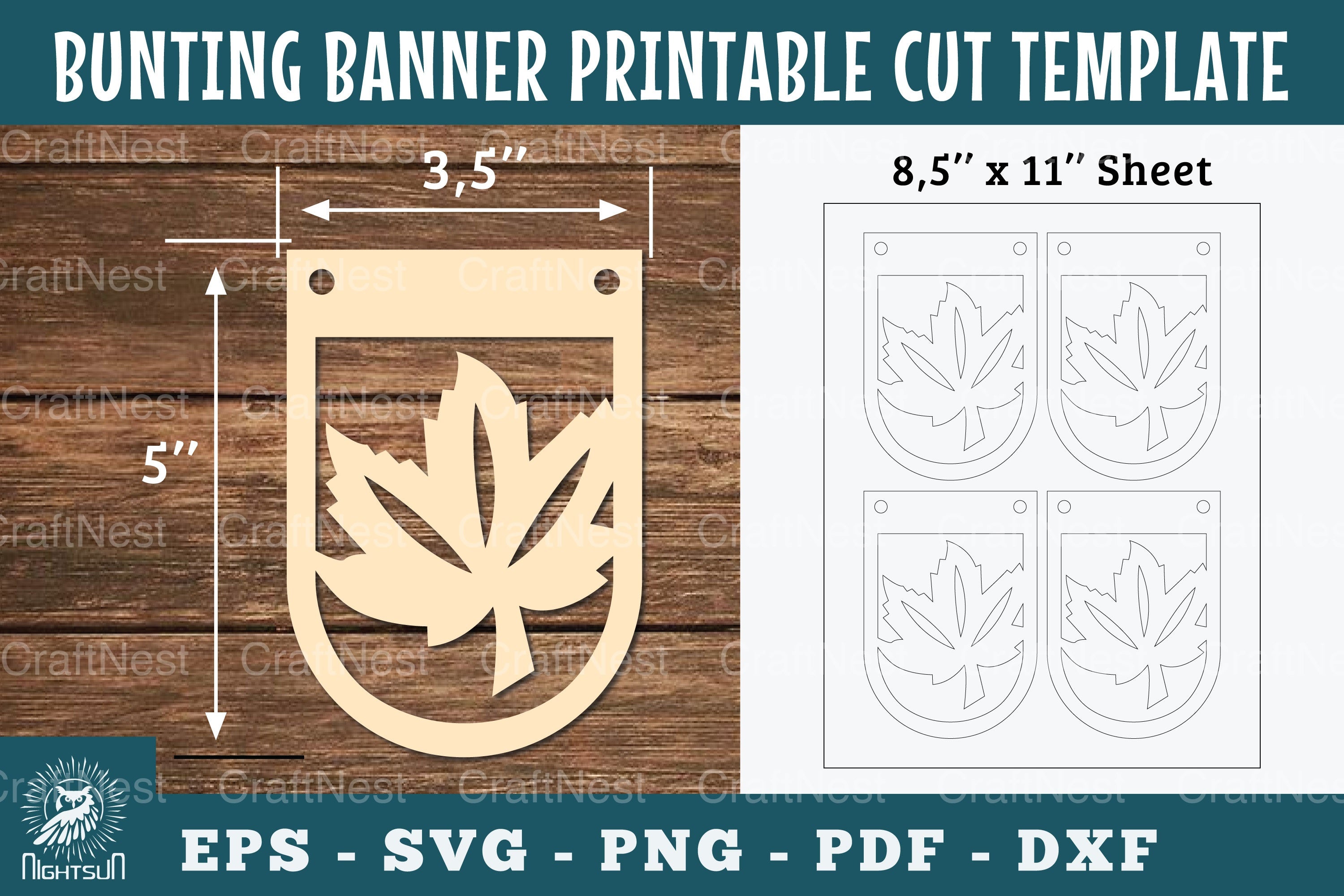 Leaves Bunting Banner Printable Clipart Bundle - CraftNest - Digital Crafting and Art