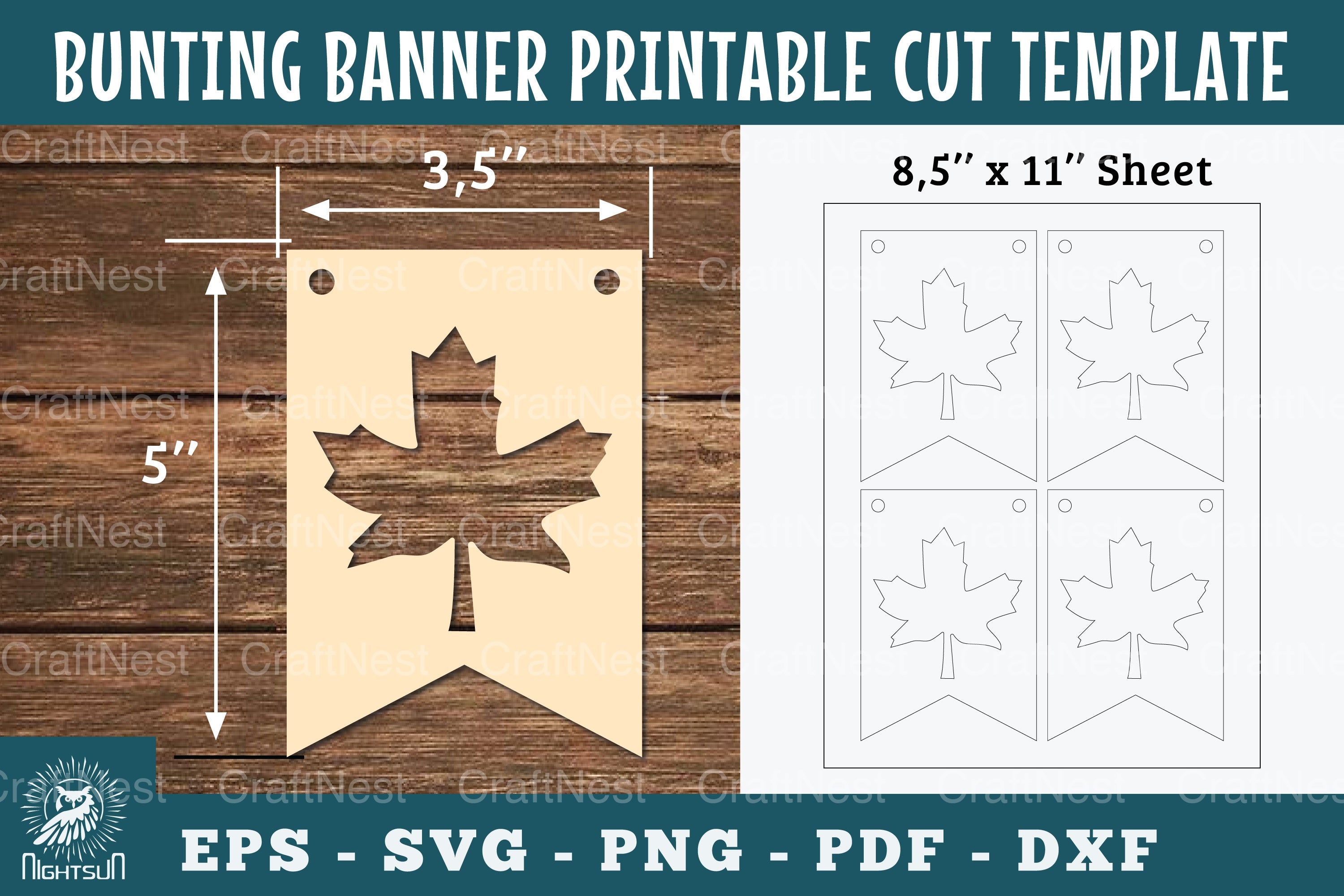 Leaves Bunting Banner Printable Clipart Bundle - CraftNest - Digital Crafting and Art