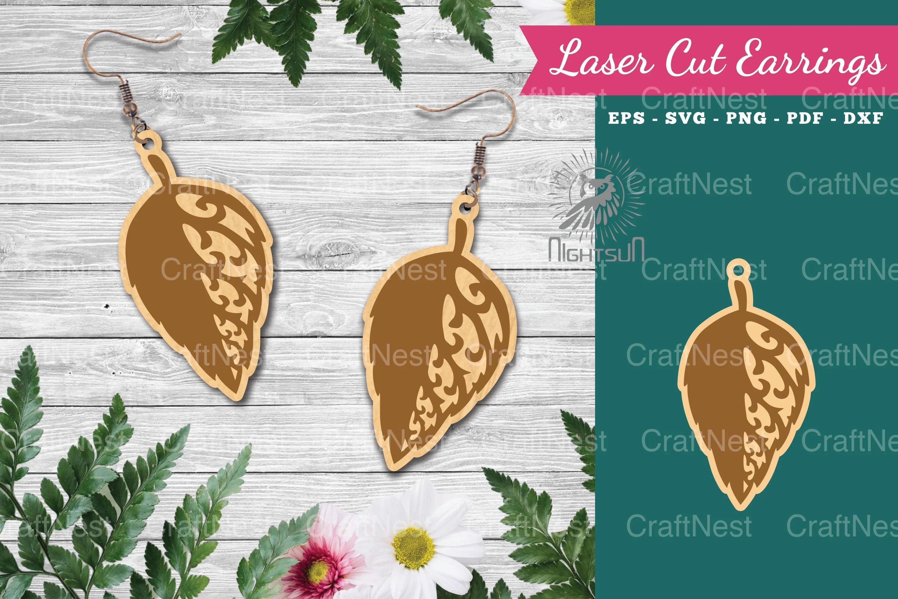 Leaves Laser Cut Earrings SVG Bundle - CraftNest - Digital Crafting and Art
