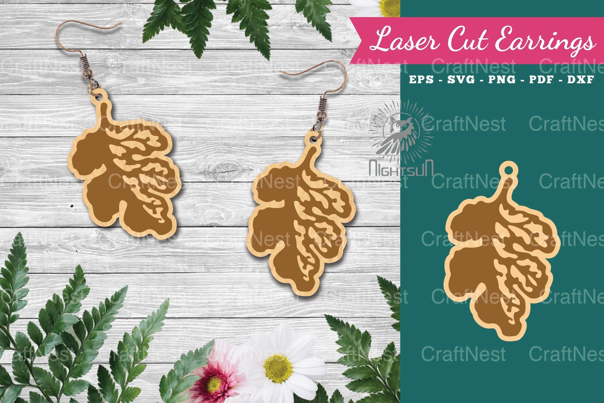 Leaves Laser Cut Earrings SVG Bundle - CraftNest - Digital Crafting and Art