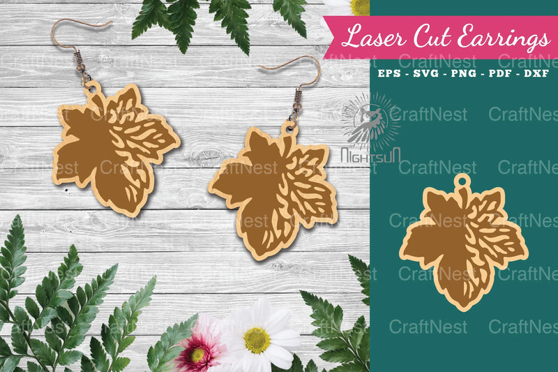 Laser Cut Leaves Earrings SVG Bundle - CraftNest - Digital Crafting and Art