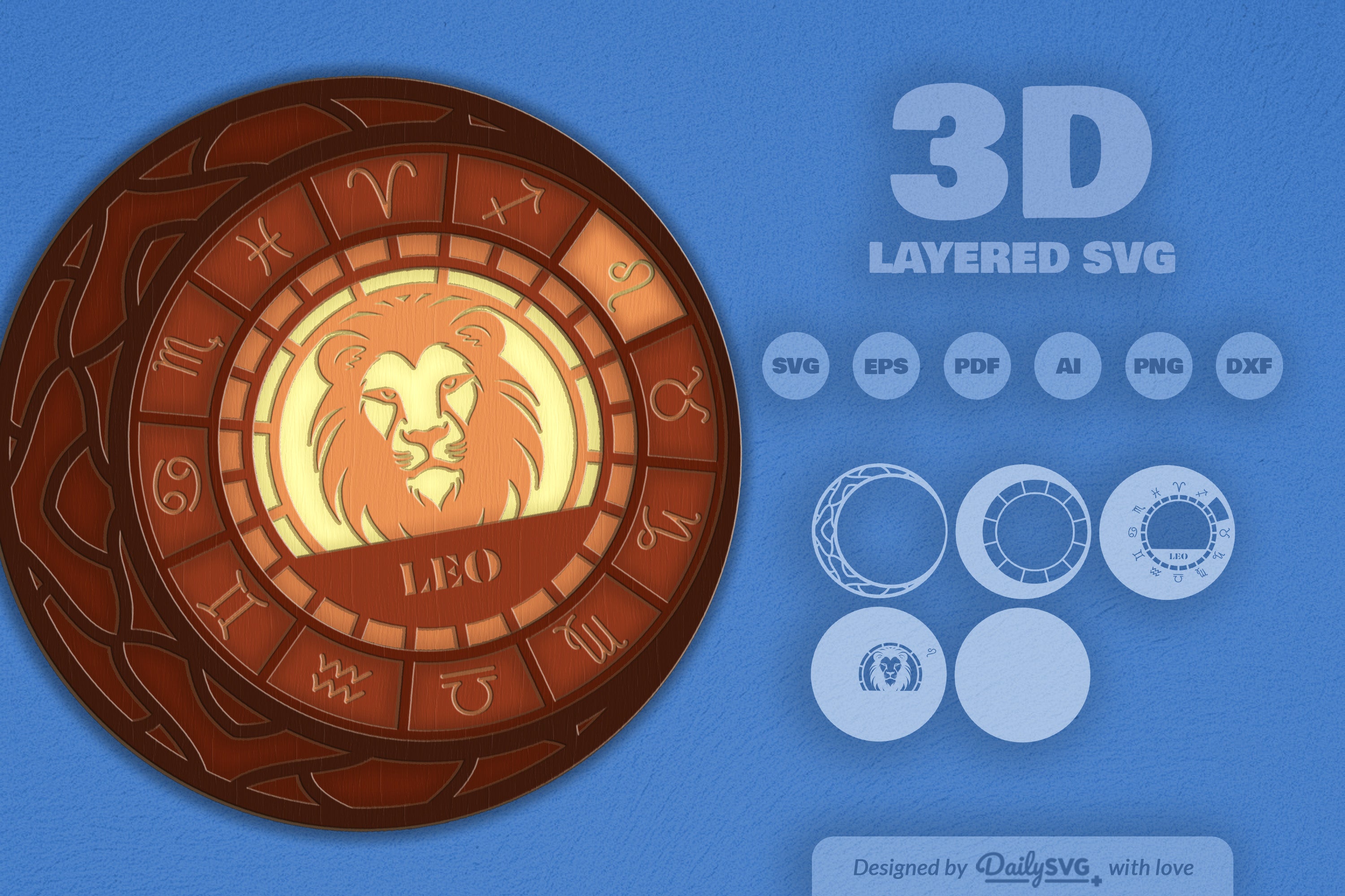Leo Zodiac Laser Cut SVG Bundle