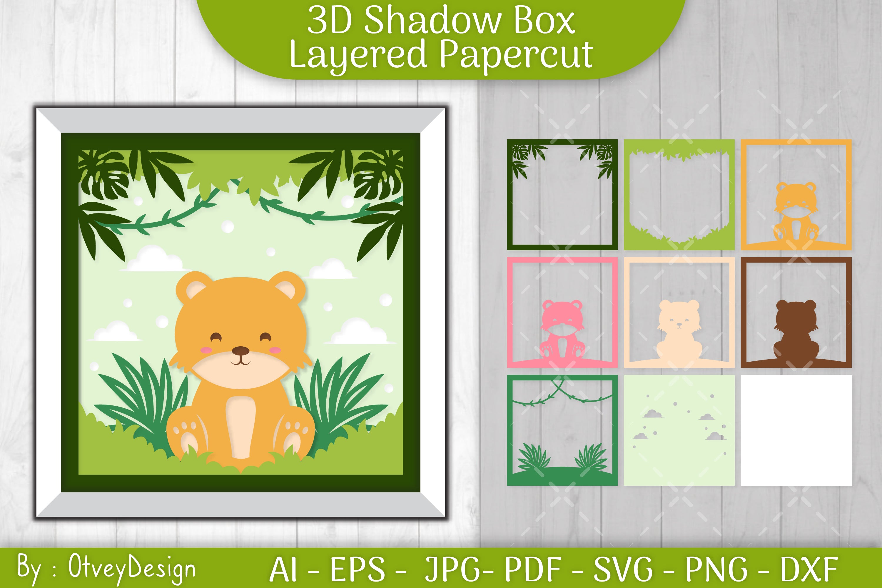 Leopard Animals Shadow Box Layered Papercut SVG Bundle