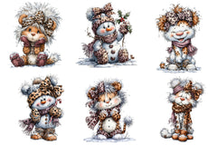 Leopard Bow Snowman Clipart Bundle - CraftNest - Digital Crafting and Art