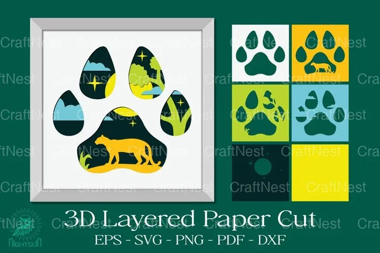 Leopard Footprint 3D Layered Papercut Clipart Bundle - CraftNest - Digital Crafting and Art