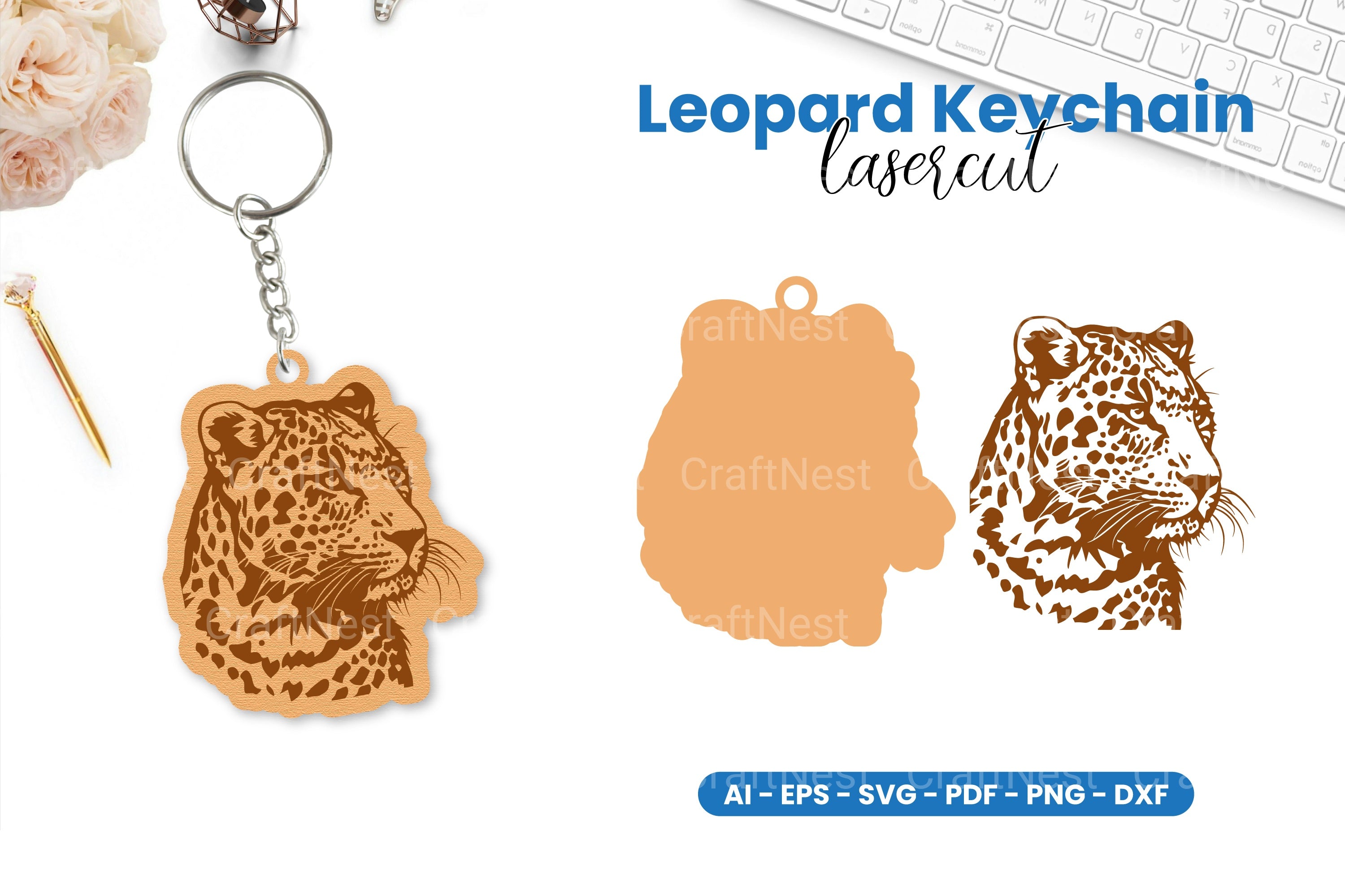 Leopard Keychain Lasercut Clipart Bundle