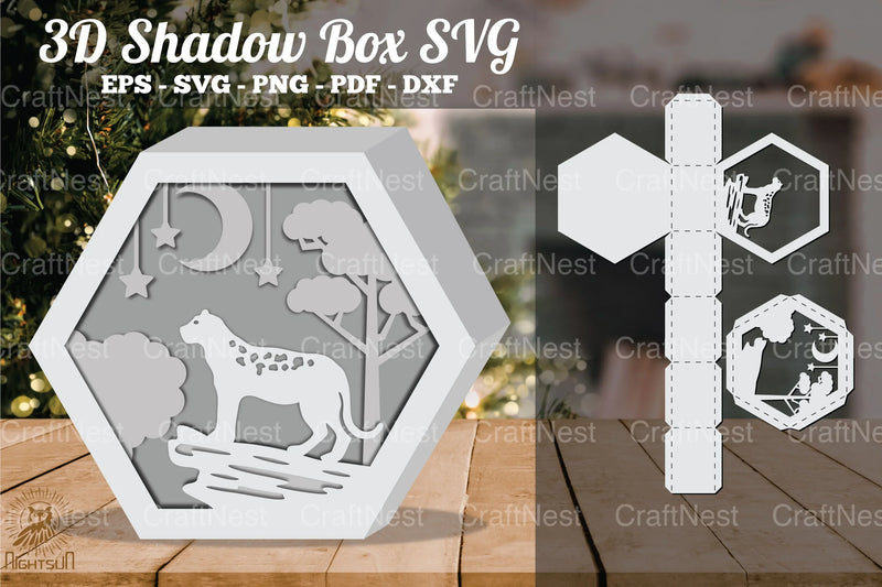 Leopard in Forest 3D Shadow Box SVG Bundle - CraftNest - Digital Crafting and Art