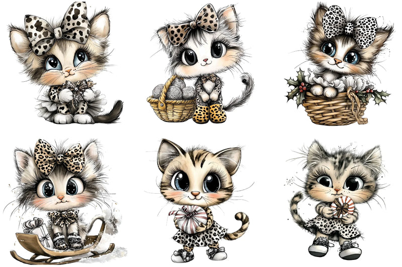 Leopard Print Cat Clipart Bundle - CraftNest - Digital Crafting and Art