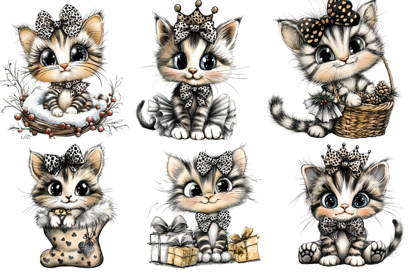 Leopard Print Cat Clipart Bundle - CraftNest - Digital Crafting and Art