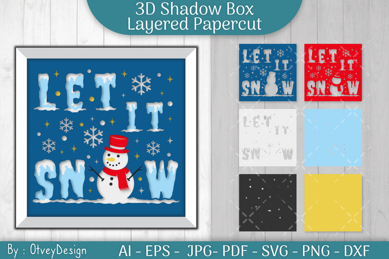 Let it Snow 3D Shadow Box Layered Papercut SVG Bundle - CraftNest - Digital Crafting and Art