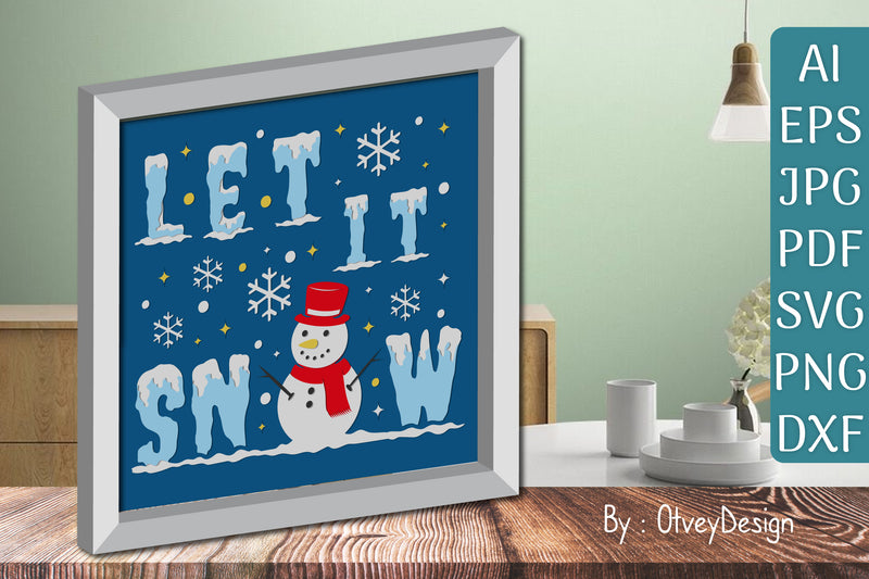 Let it Snow 3D Shadow Box Layered Papercut SVG Bundle - CraftNest - Digital Crafting and Art