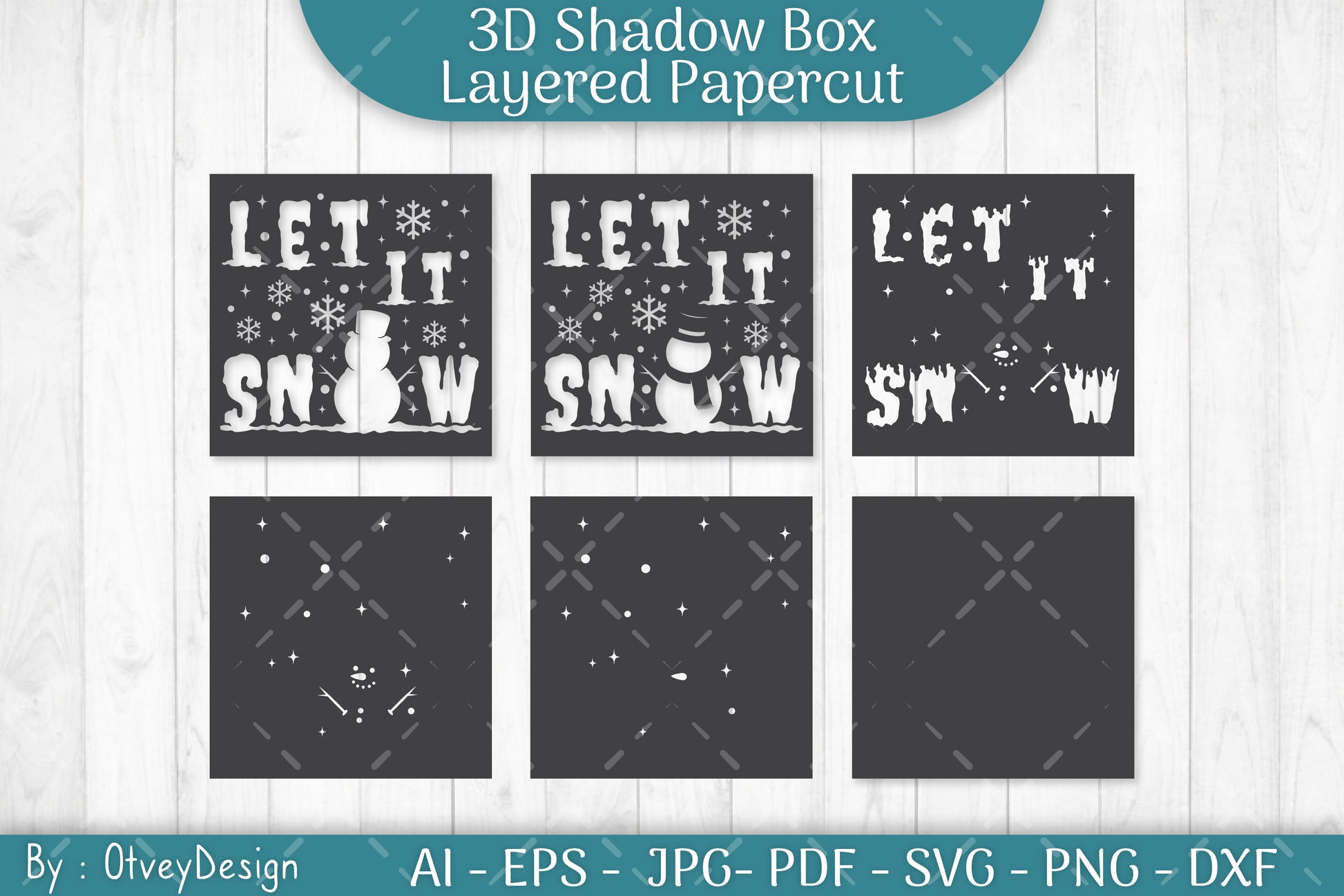 Let it Snow 3D Shadow Box Layered Papercut SVG Bundle - CraftNest - Digital Crafting and Art