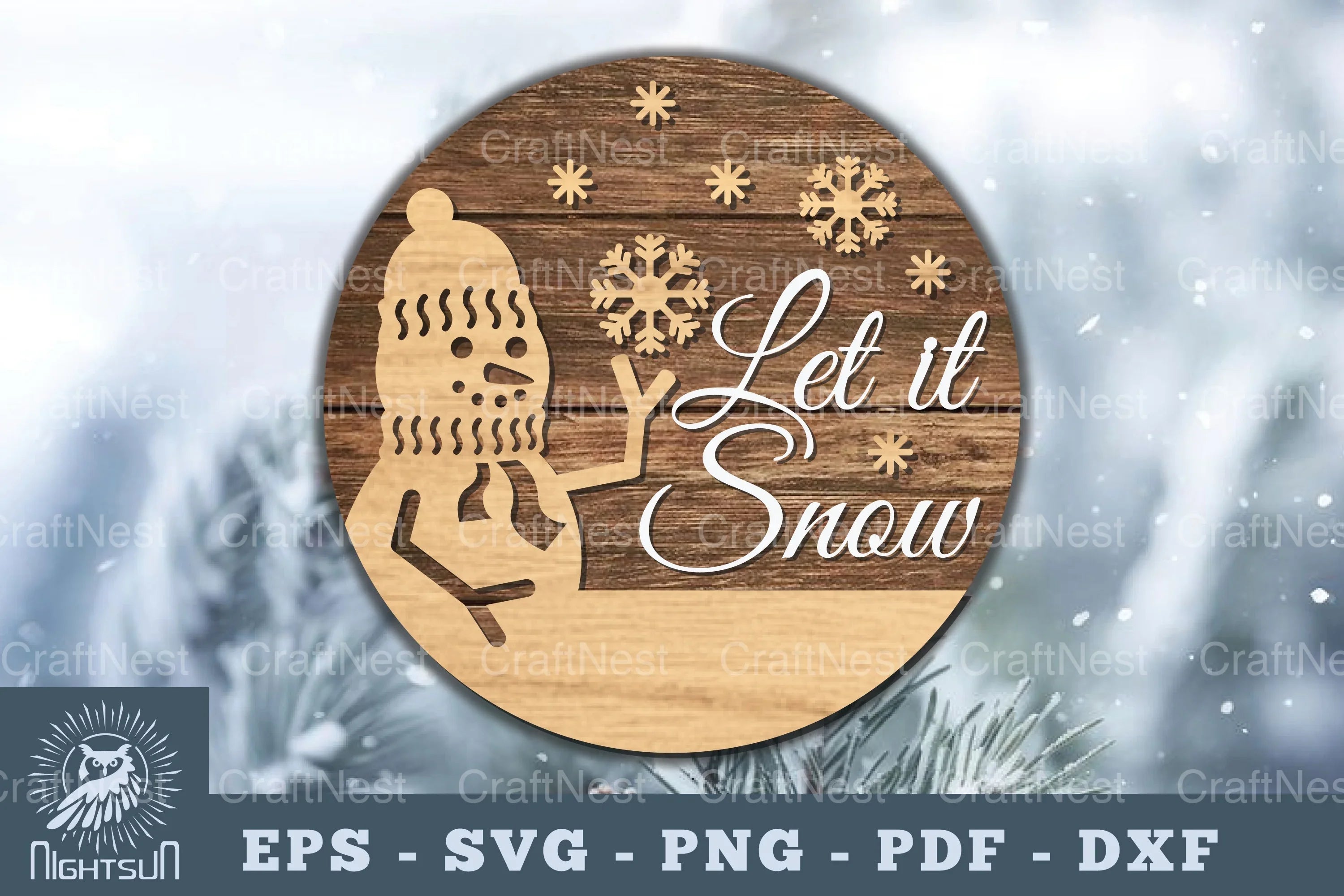 Let it Snow Round Laser Cut Sign Clipart Bundle - CraftNest - Digital Crafting and Art