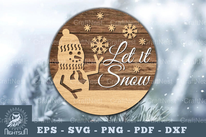 Let it Snow Round Laser Cut Sign Clipart Bundle - CraftNest - Digital Crafting and Art