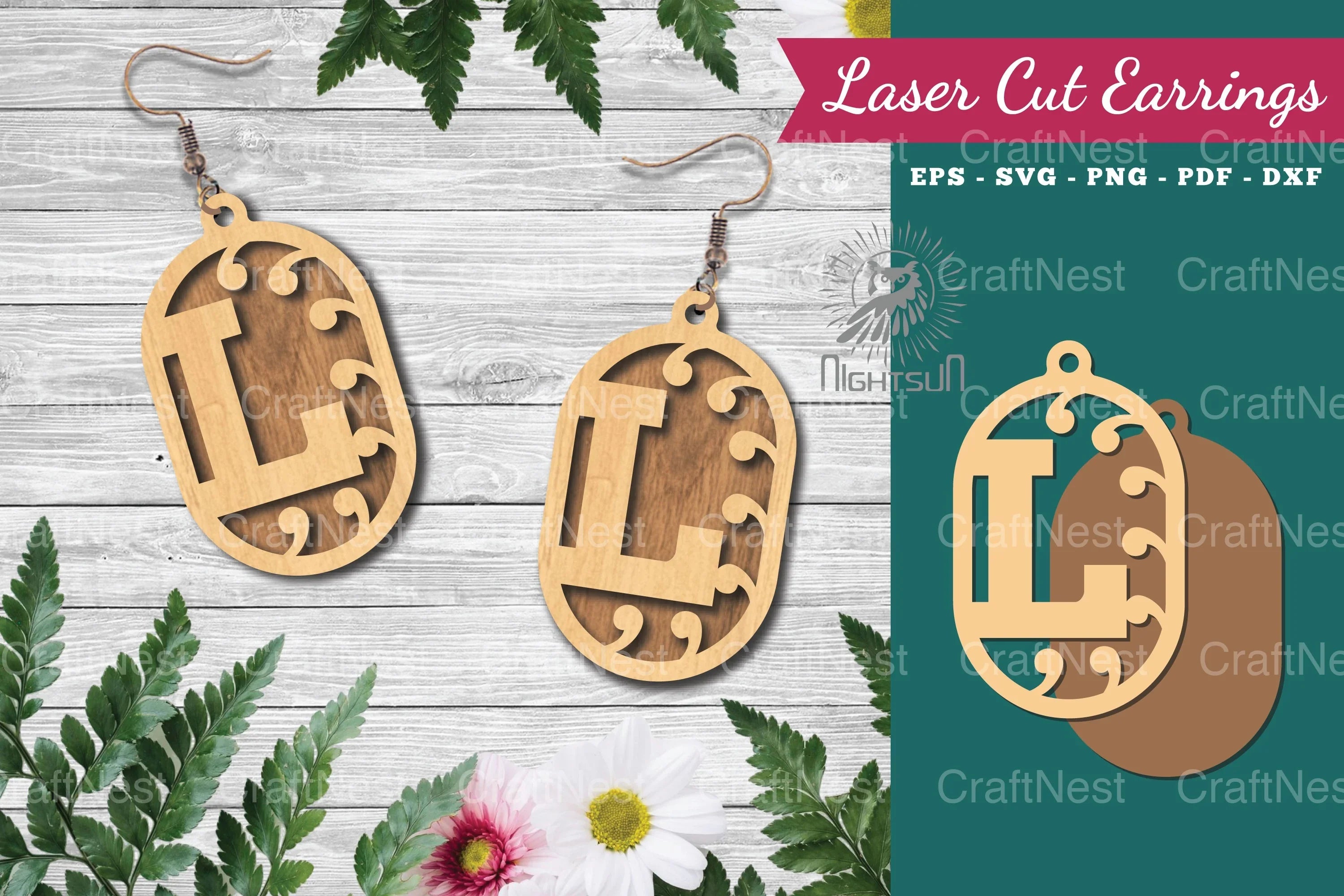 Letter L Laser Cut Earrings Design Bundle - CraftNest - Digital Crafting and Art