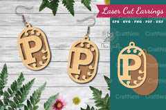 Letter P Laser Cut Earrings Design Bundle - CraftNest - Digital Crafting and Art