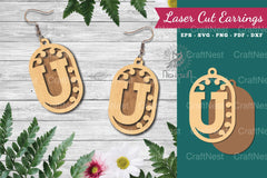 Letter U Laser Cut Earrings Design Bundle - CraftNest - Digital Crafting and Art