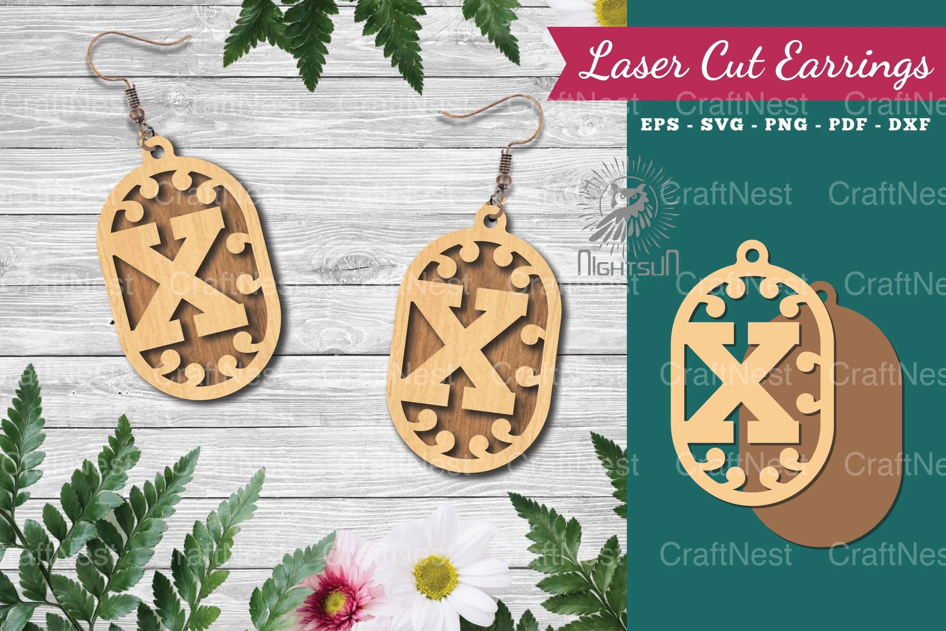Letter X Laser Cut Earrings Design Bundle - CraftNest - Digital Crafting and Art